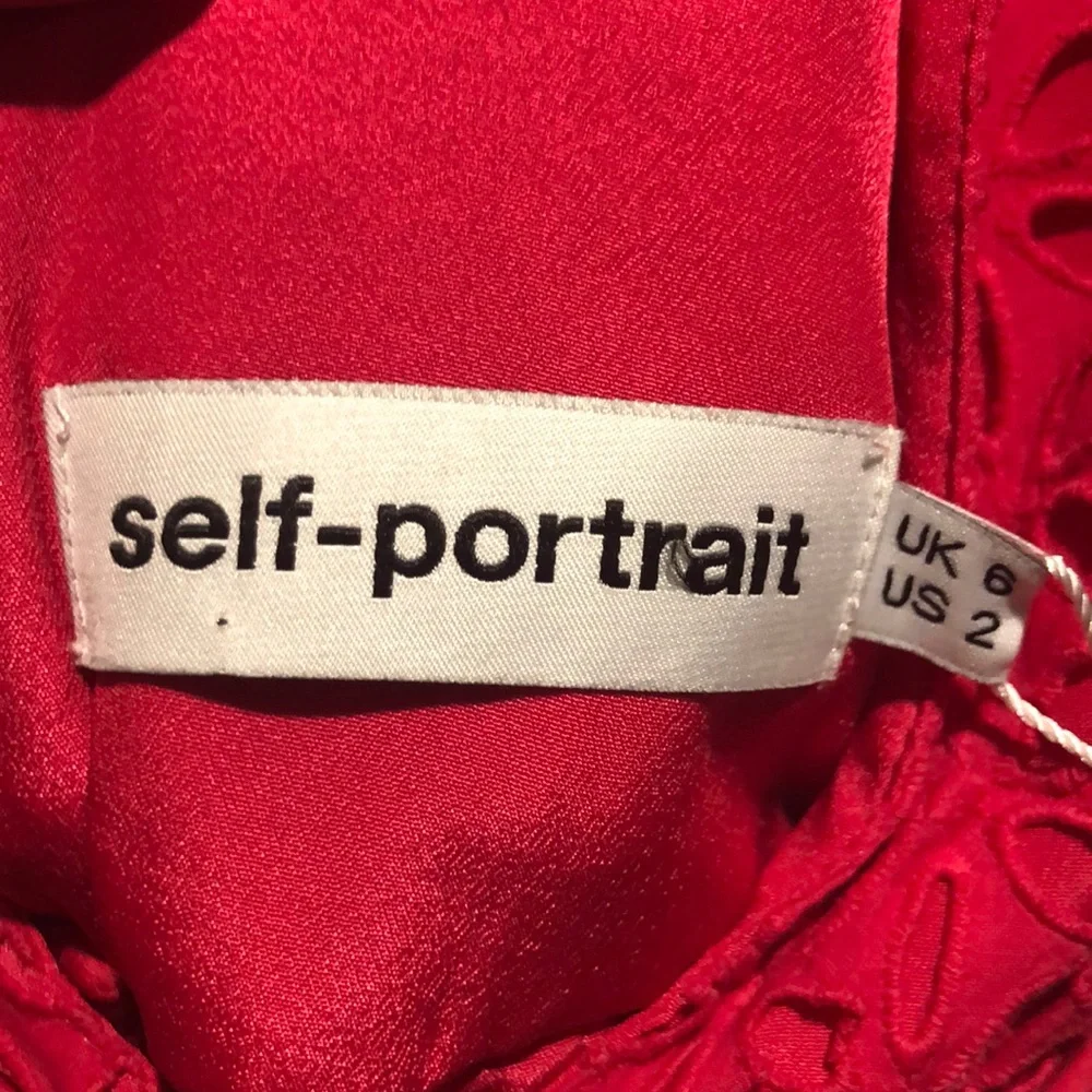 NWT Self-Portrait Fuchsia Pink Eyelet Cutout Mini Dress ~ Sz 2 - Picture 7 of 9